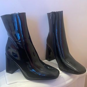 Black Faux Leather Boots